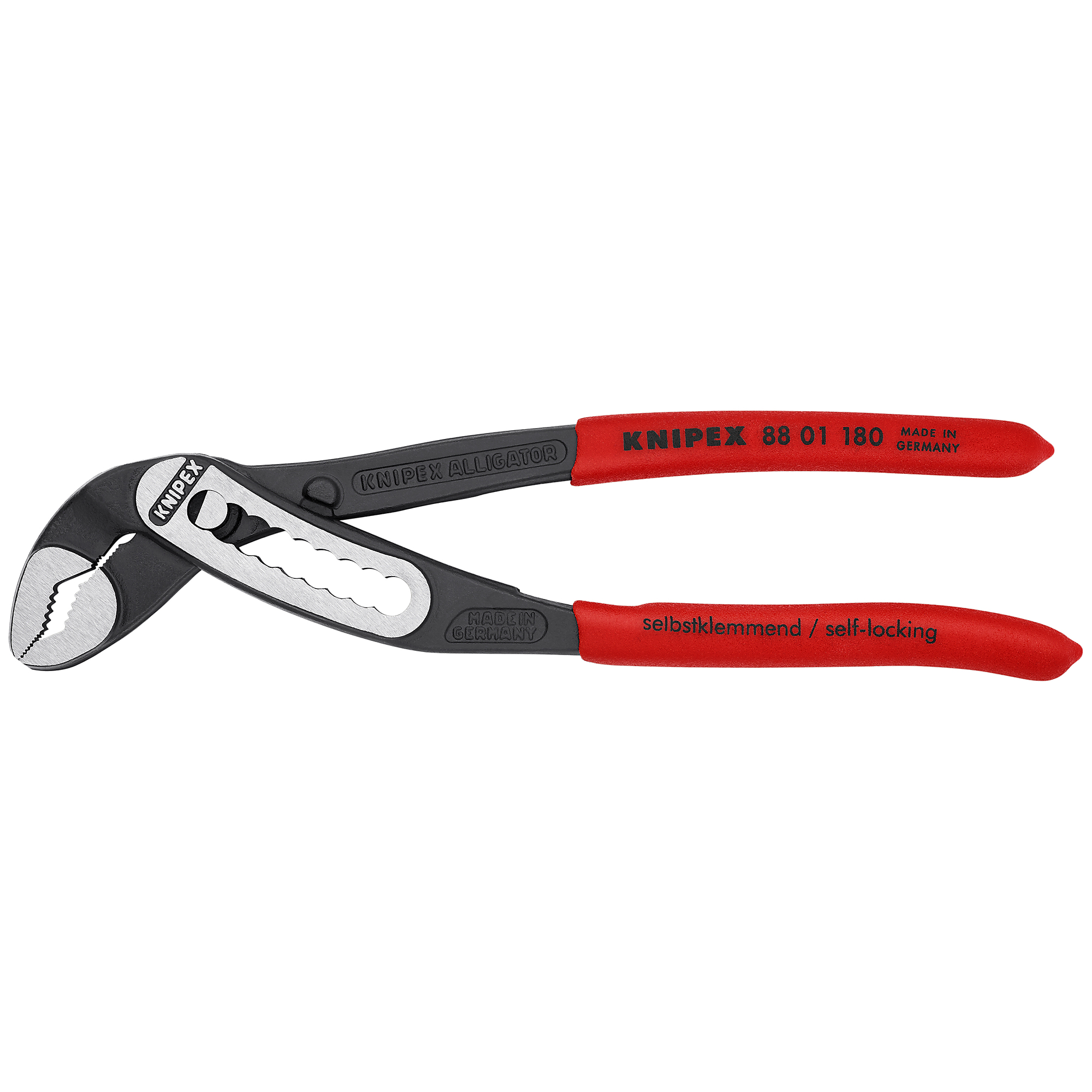 KNIPEX Alligator Water Pump Pliers - 7.25in., Non-Slip Plastic, Steel, 1.5in. Jaw Capacity, Model# 88 01 180 SBA